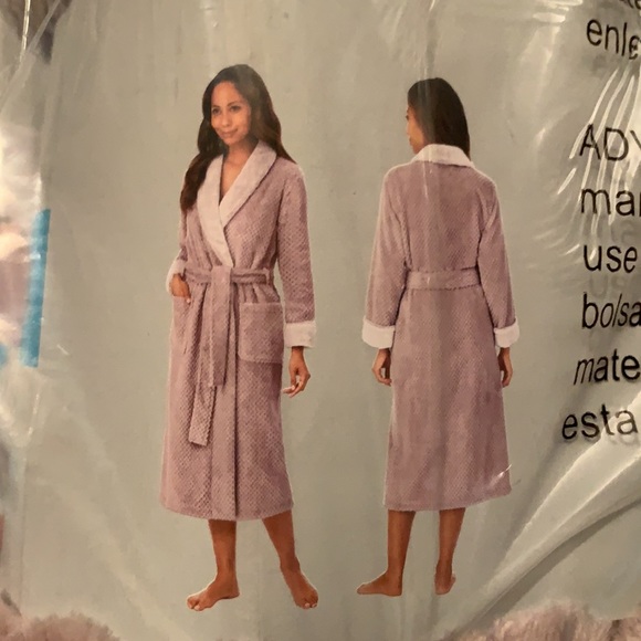 Carole Hochman Ladies Plush Soft Warm Long Wrap Robe Faux Fur Collar Pockets New - Picture 7 of 13